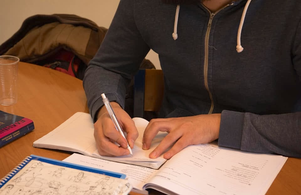 Students in a Greek language class
