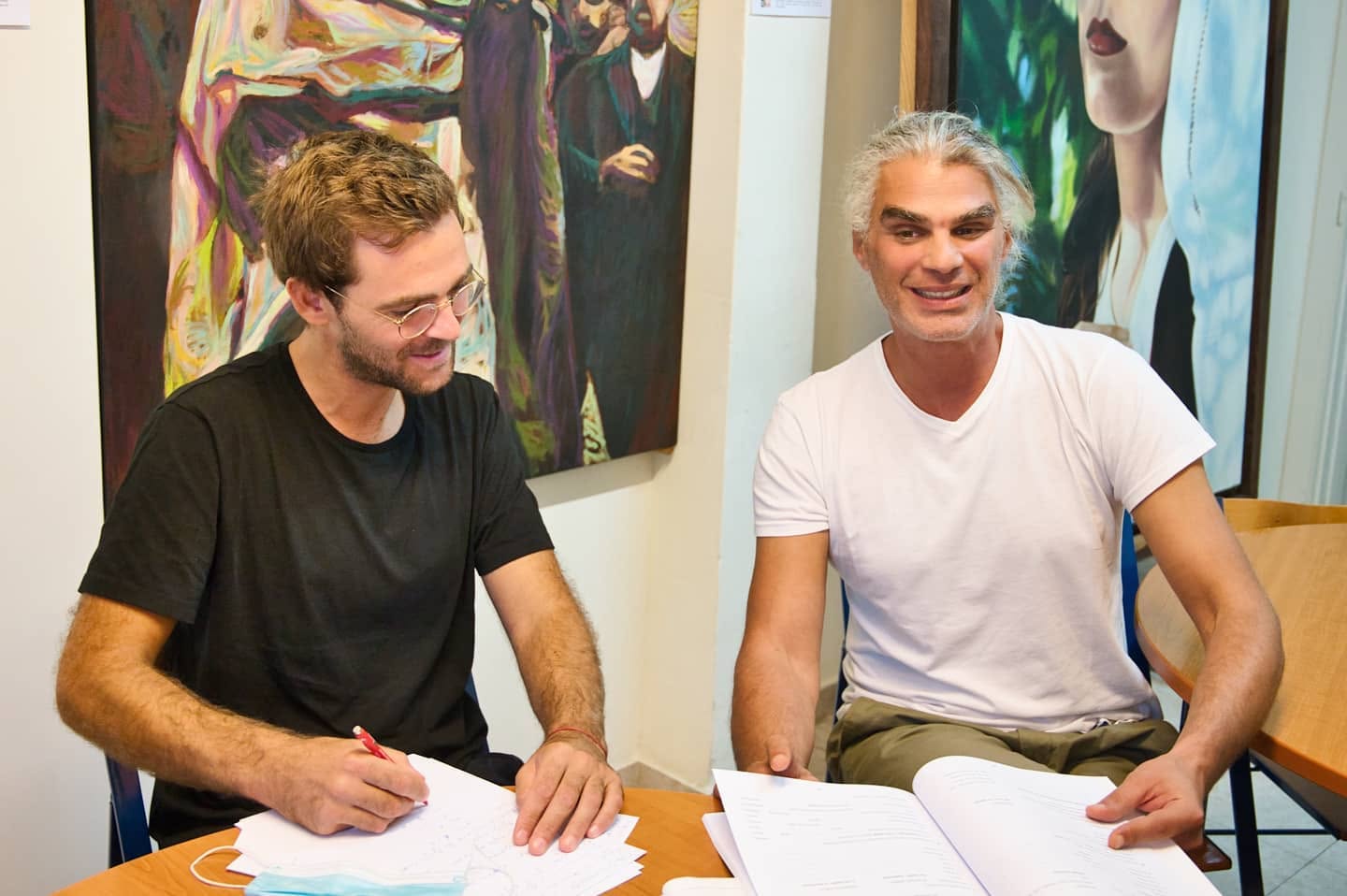 Students learning Greek together in a classroom